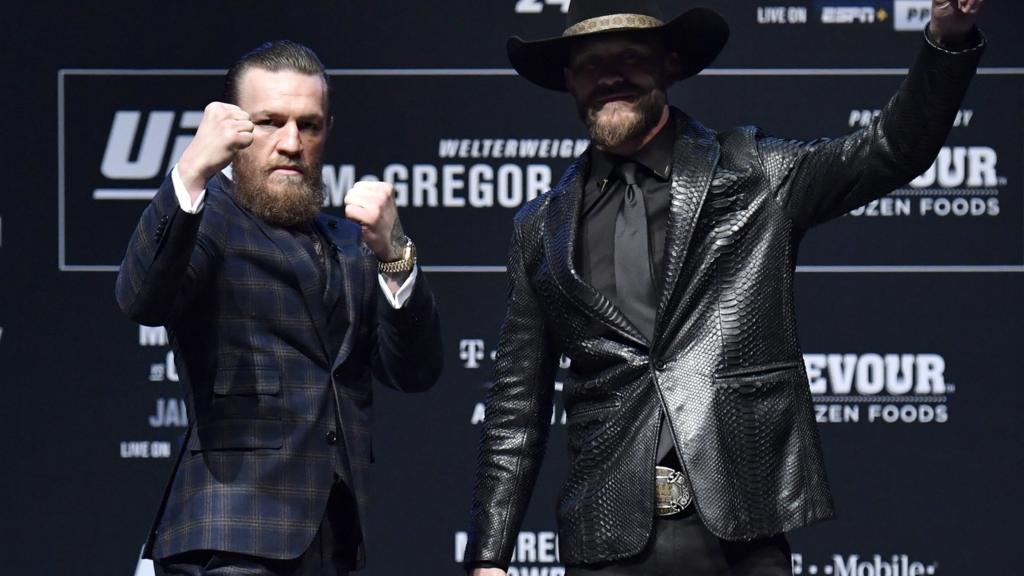 Conor McGregor and Donald Cerrone during the UFC 246 press conference