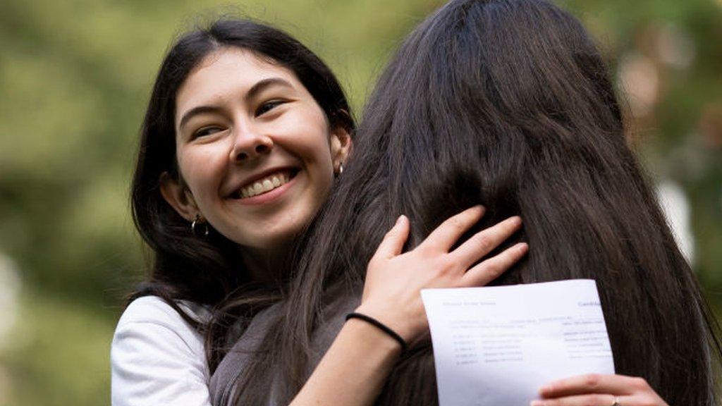 Students in Swansea getting their results