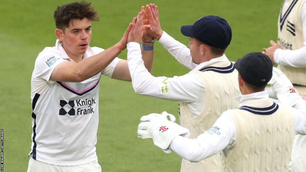 Ethan Bamber finished with career-best match figures of 9-91 at Edgbaston