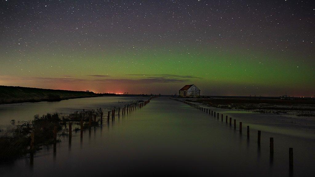 Northern lights at Thornham in Norfolk