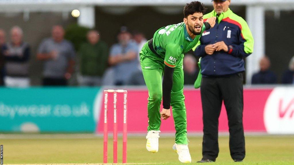 Naveen-ul-Haq in action for Leicestershire