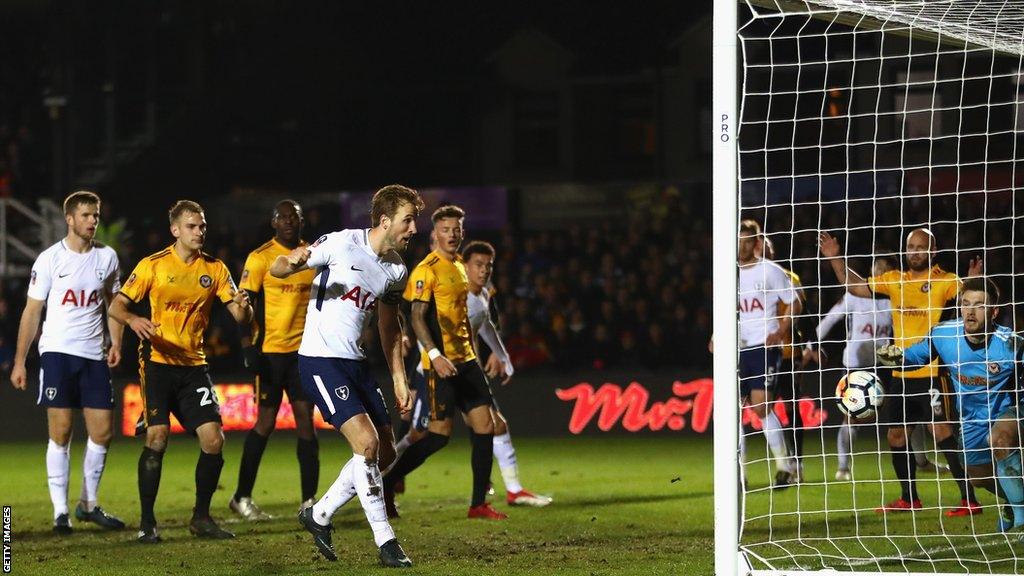 Harry Kane equalises for Spurs at Newport