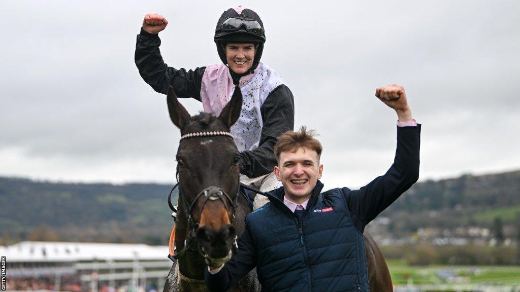 Rachael Blackmore celebrates winning on Slade Steel