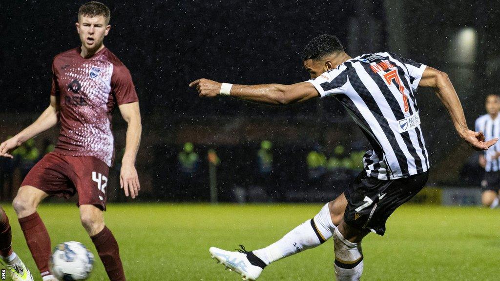 Jonah Ayunga scores for St Mirren against Ross County