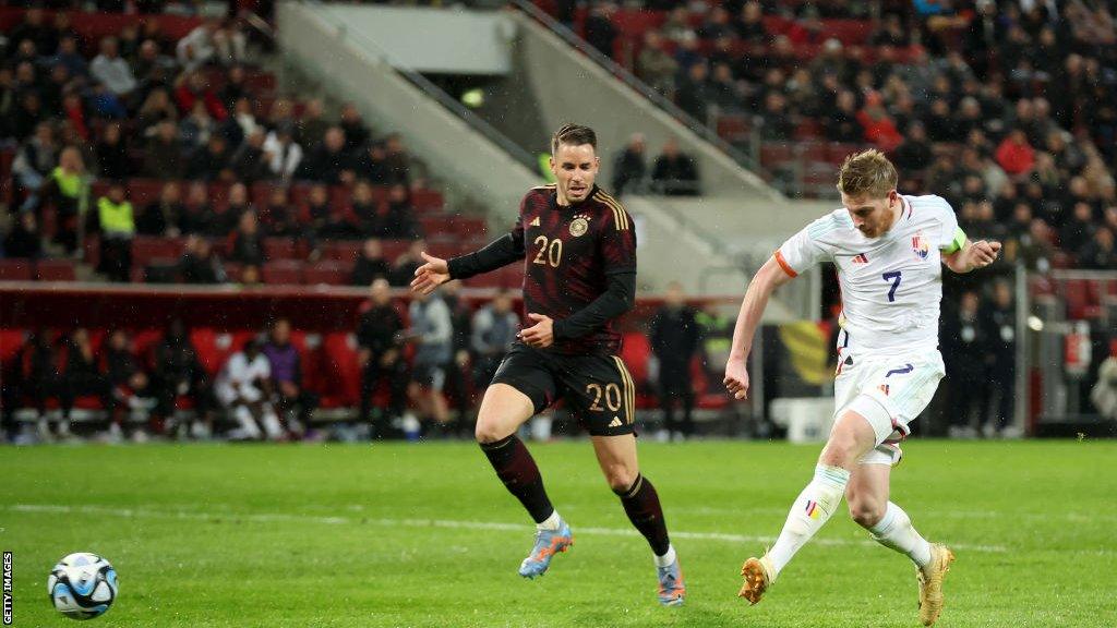 Kevin de Bruyne scores against Germany