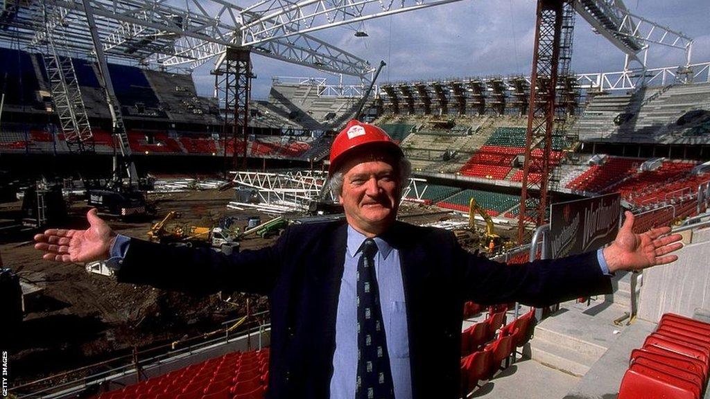 Glanmor Griffiths during construction of the Millennium Stadium