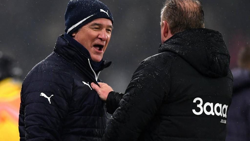 Leicester City's Claudio Ranieri and Derby's Steve McClaren