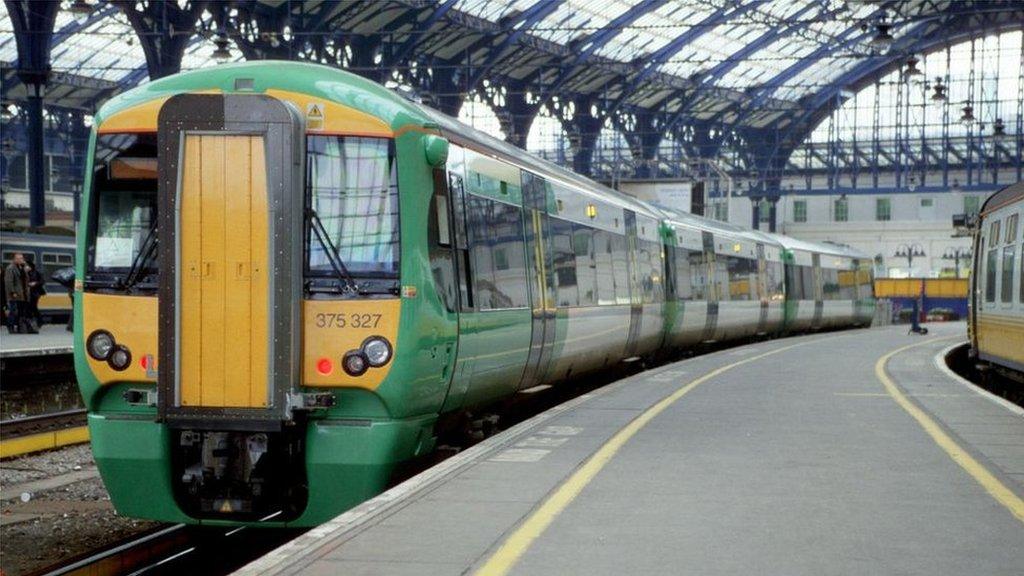 Train at Brighton railway station