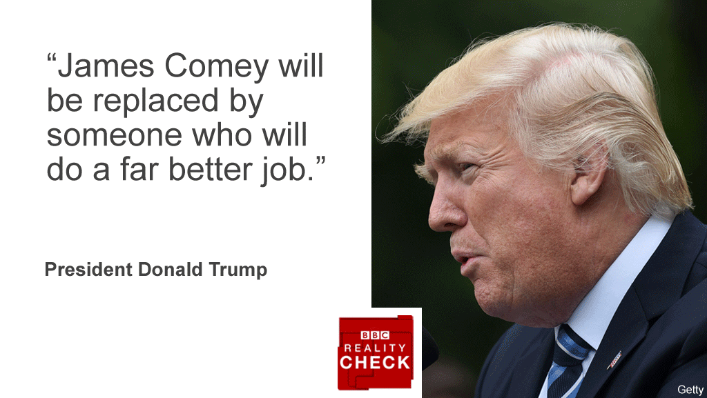 US President Donald Trump: "James Comey will be replaced by someone who will do a far better job."