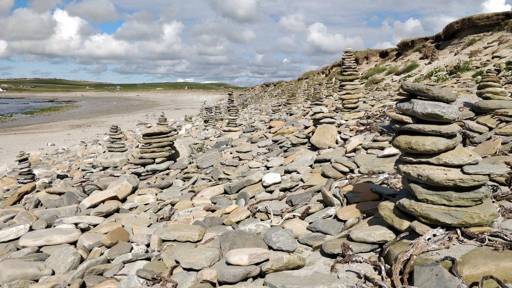 Rock stacks at Skaill beach