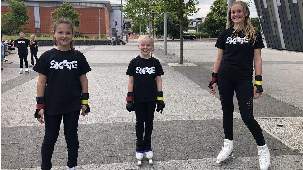 Figure skaters Lily, nine, Romy, nine and Lily, 13