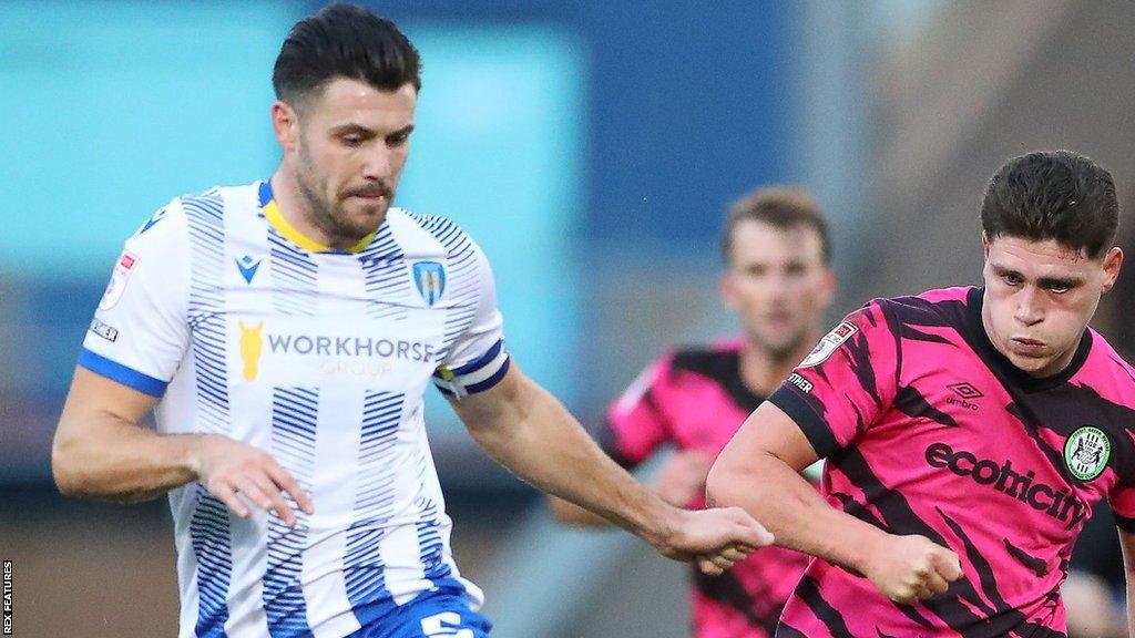 Connor Hall playing for Colchester United