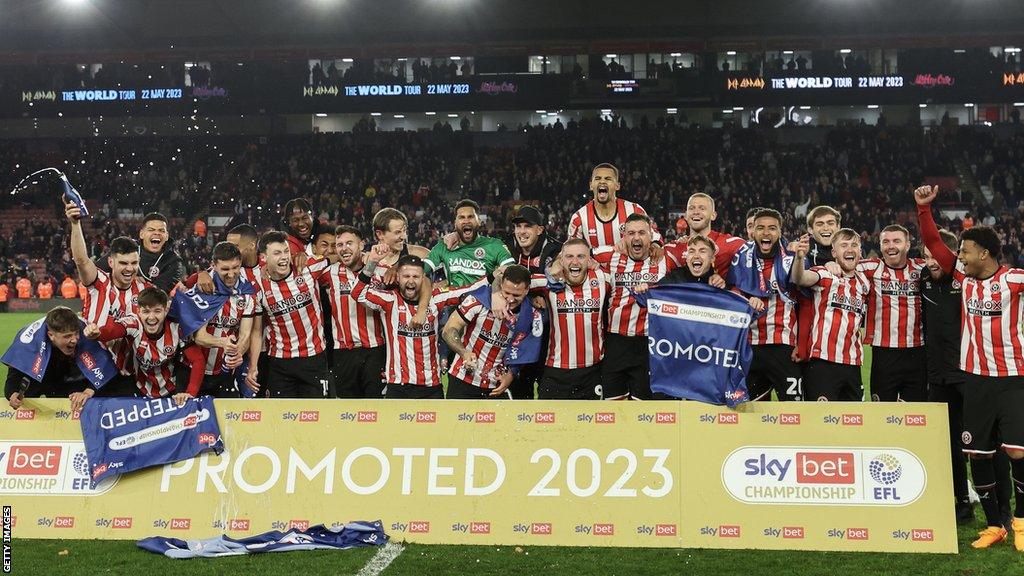 Sheffield United celebrate promotion