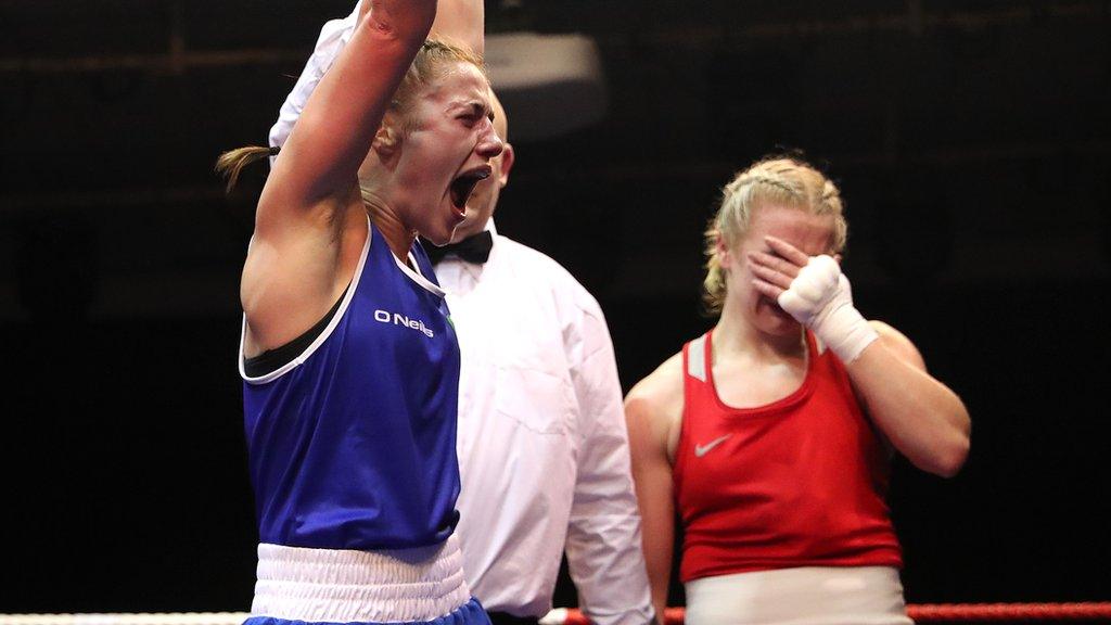 Ireland's Grainne Walsh celebrates her win against Amy Broadhurst