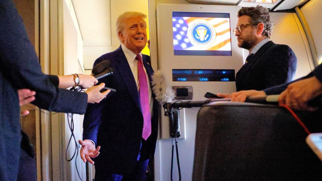 Donald Trump speaking on Air Force One