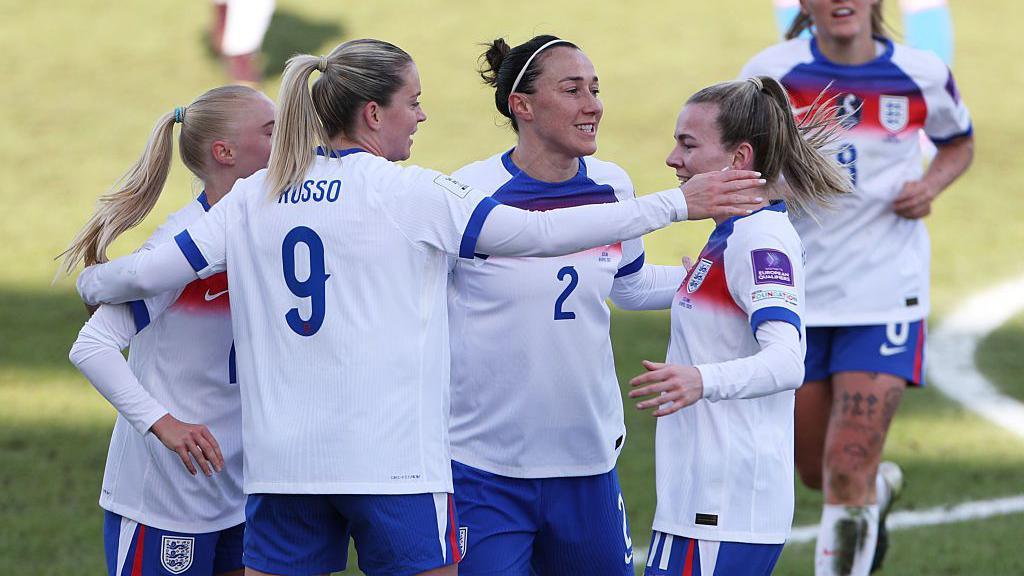 Alessia Russo celebrates scoring England's opener