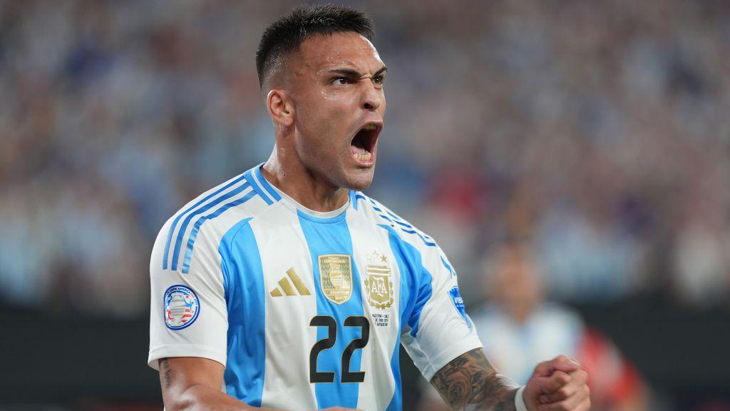 Lautaro Martinez celebrates scoring a goal