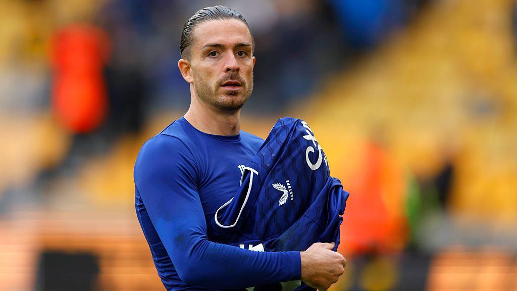 Jack Grealish of Everton looks on