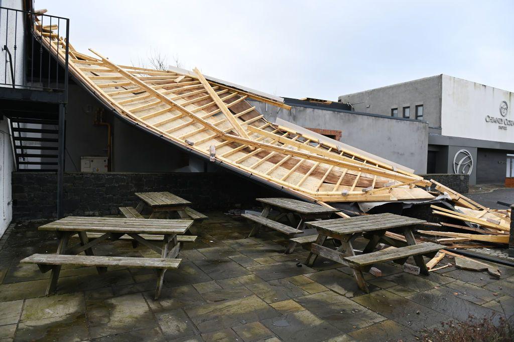 A damaged roof in Mallusk, just outside Belfast in Northern Ireland. 