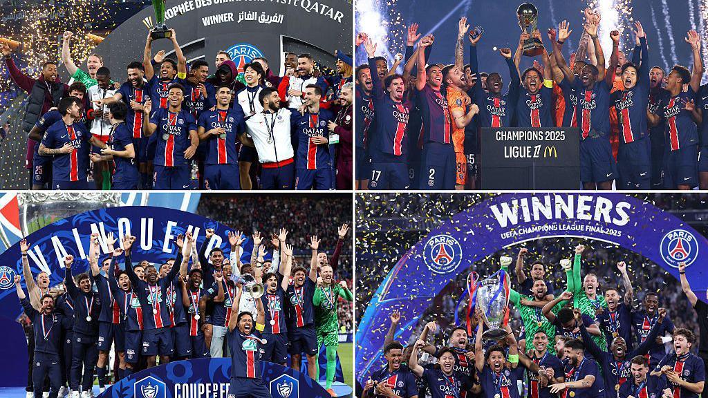 PSG with their four trophies of 2025