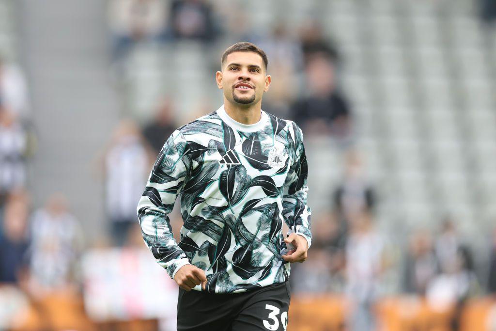 Newcastle's Bruno Guimaraes warming up before a match