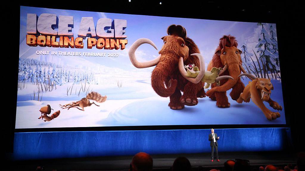 ice age boiling point poster on big screen.