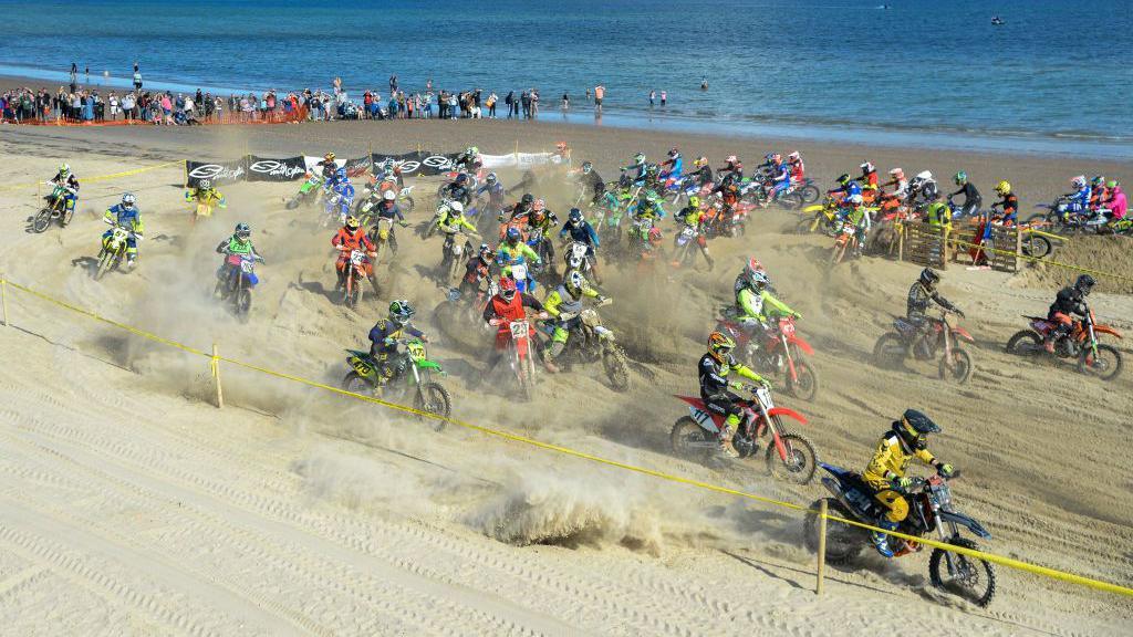 Motocross bikes on Weymouth beach