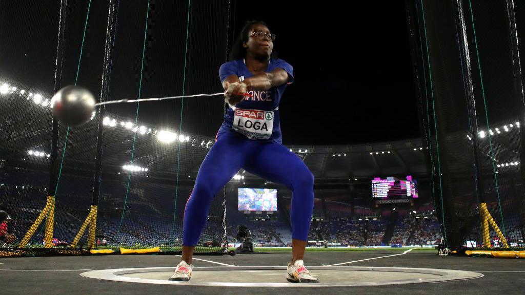 Rose Loga in the Women's Hammer Throw Final in 2024.