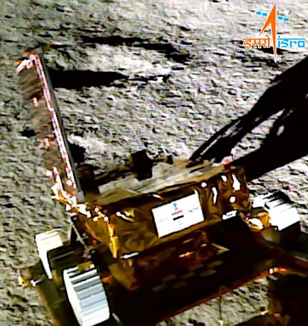 An image of Chandrayaan-3 lander Vikram on the lunar surface