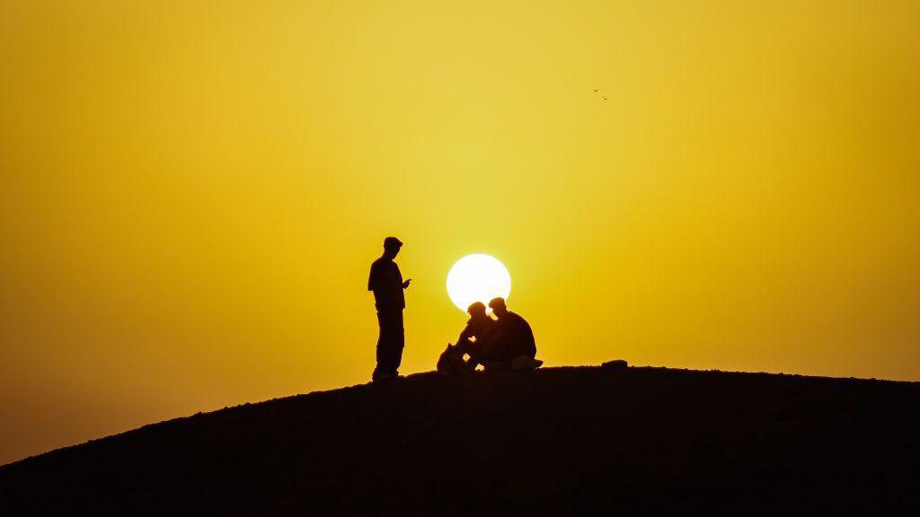 People are performing Eid al-Adha prayers in the village of Abu Sir, Giza, Egypt, on 16 June.