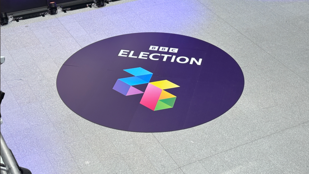 BBC election branding on floor of studio