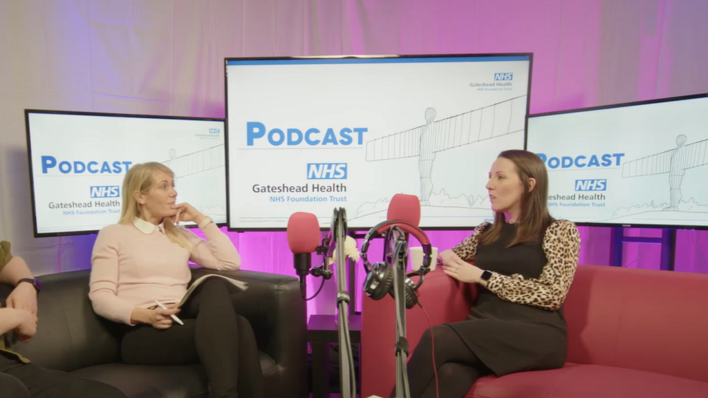 Caroline Tweedie and Emily Turnbull filming a podcast episode