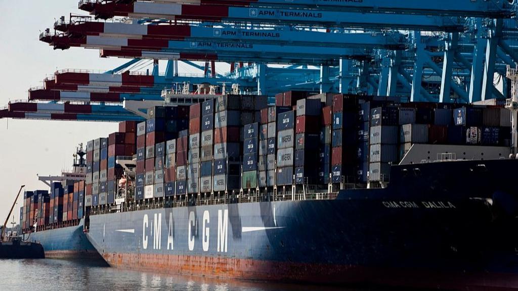 A shipping vessel is seen in New Jersey