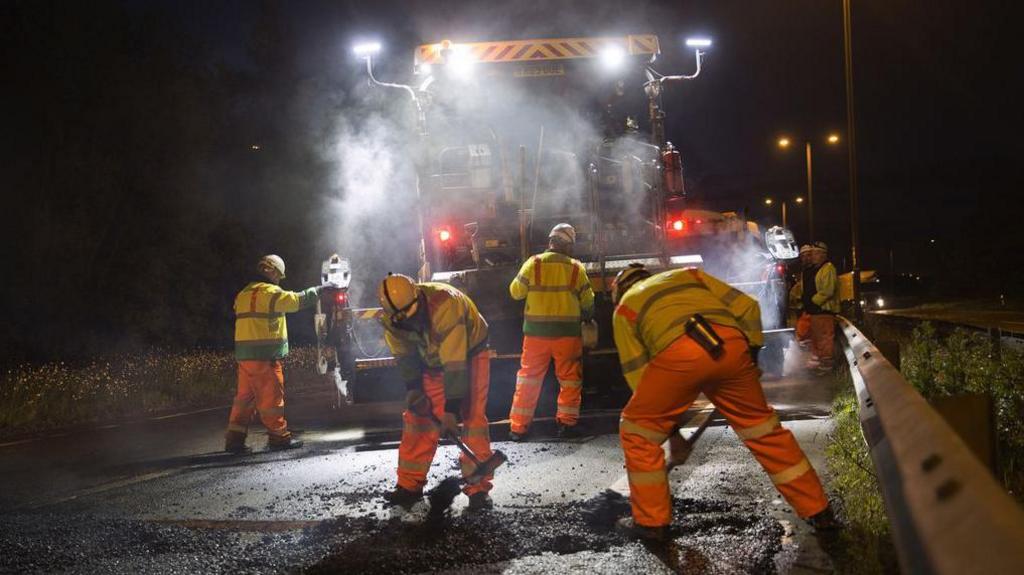 Resurfacing work on the A46 earlier this week