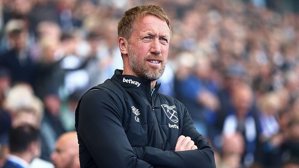 West Ham manager Graham Potter during his side's 3-2 defeat by Brighton on 26 April