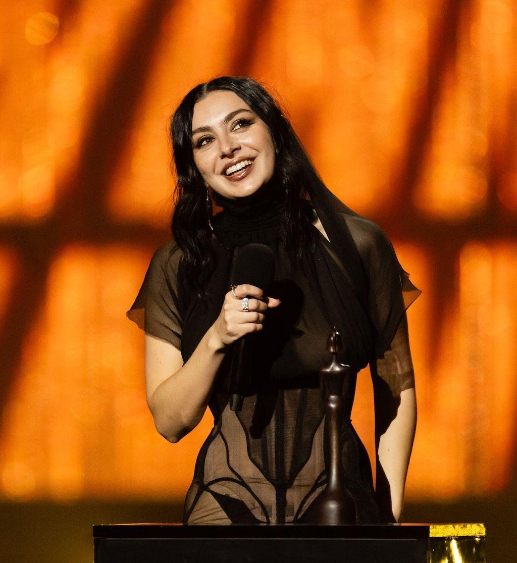 Charli XCX gives a speech at the 2025 Brit Awards