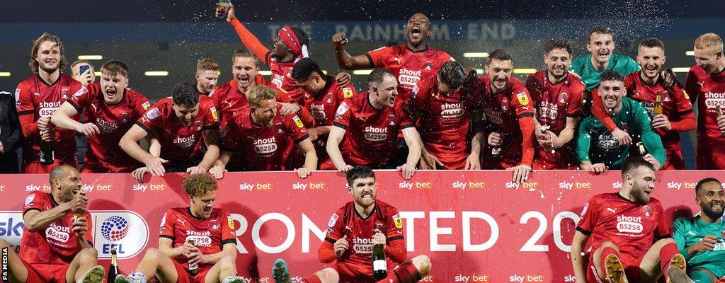 Leyton Orient players celebrate promotion