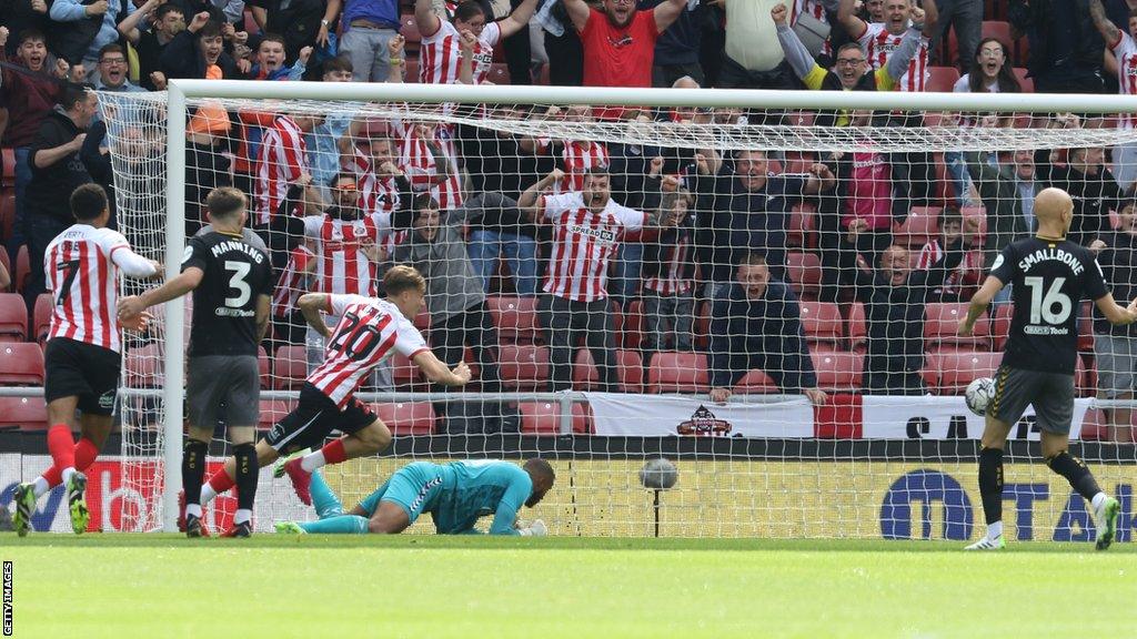 Jack Clarke ghosts in to head Sunderland in front against Southampton