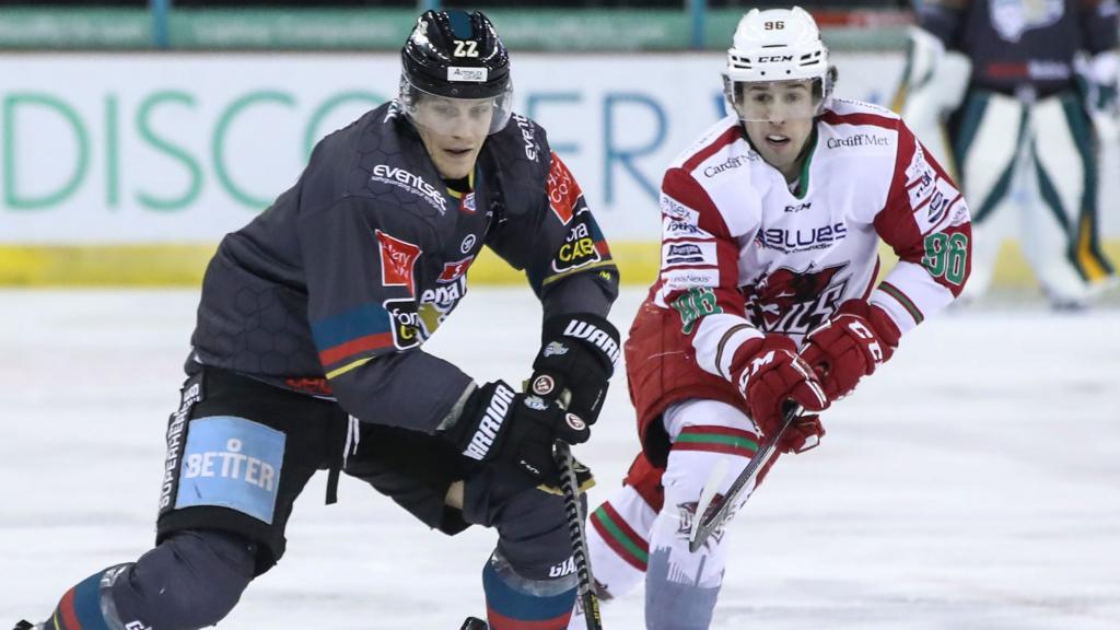 Action from Belfast Giants v Cardiff Devils