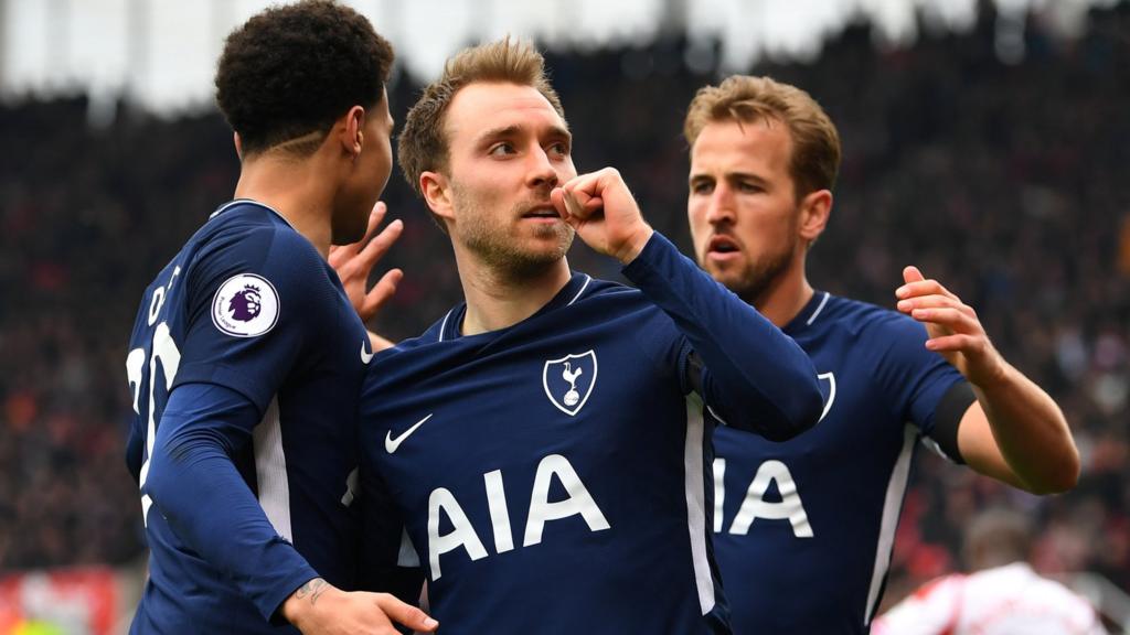 Christian Eriksen celebrates