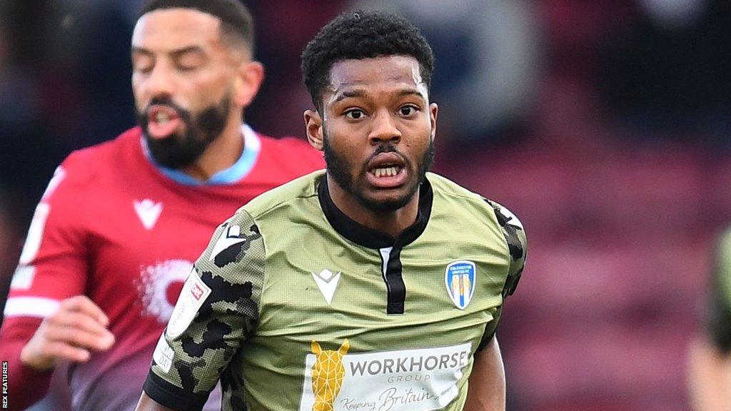 Owura Edwards in action for Colchester United