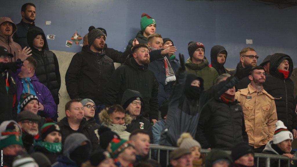 Glentoran supporters voice their displeasure at full-time