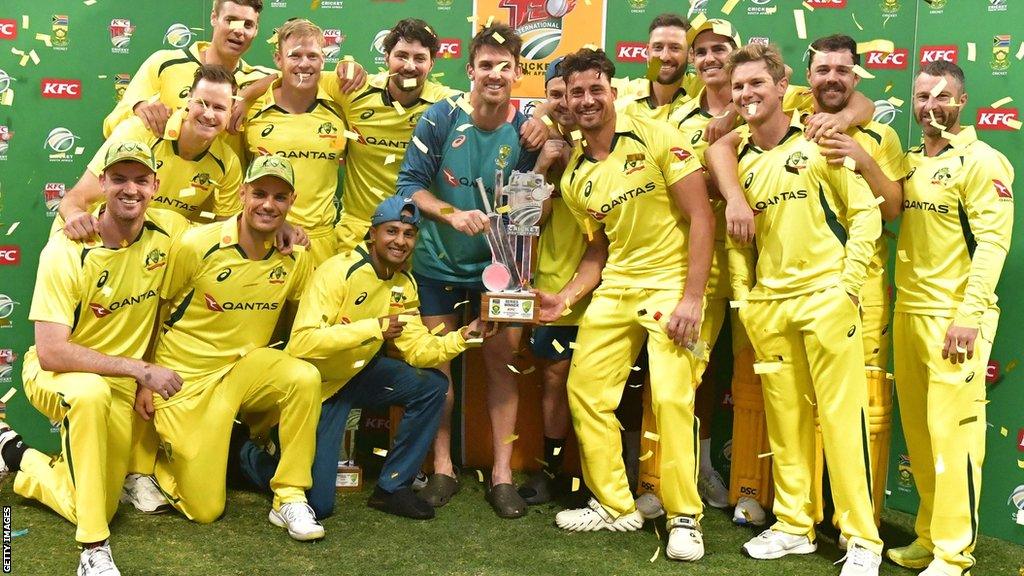 Australia with the T20 series trophy