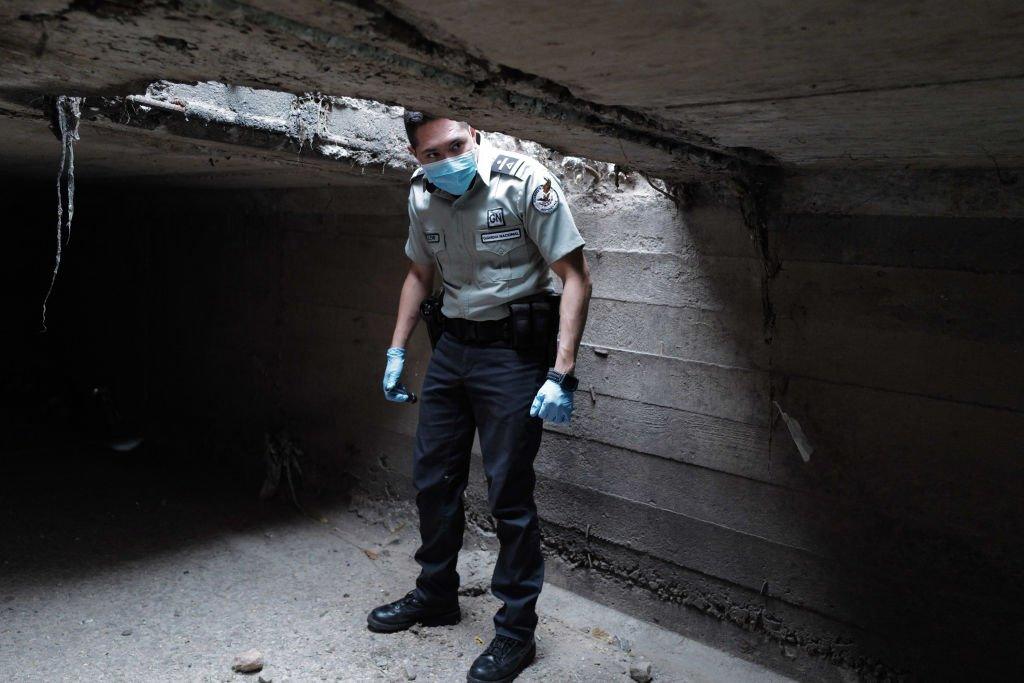 Agents from Mexico's National Guard conduct a patrol of the binational sewer system the connects Nogales, Mexico to Nogales, Arizona on September 21, 2020 in Nogales, Mexico.