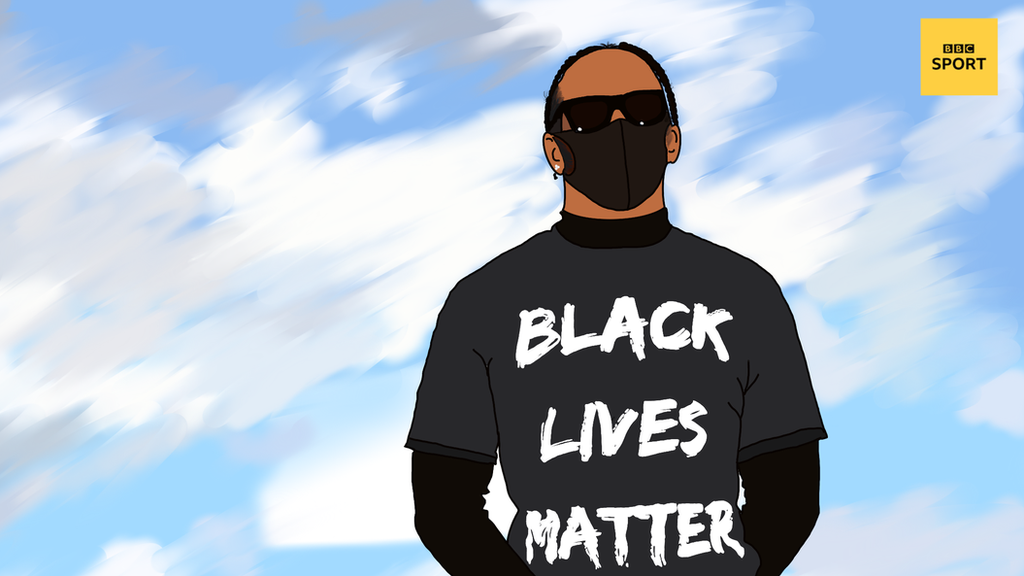 Lewis Hamilton wearing Back Lives Matter T-shirt