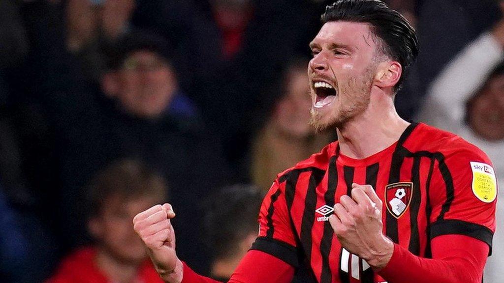 Kieffer Moore celebrates for Bournemouth