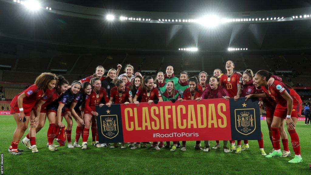 Spain players celebrate