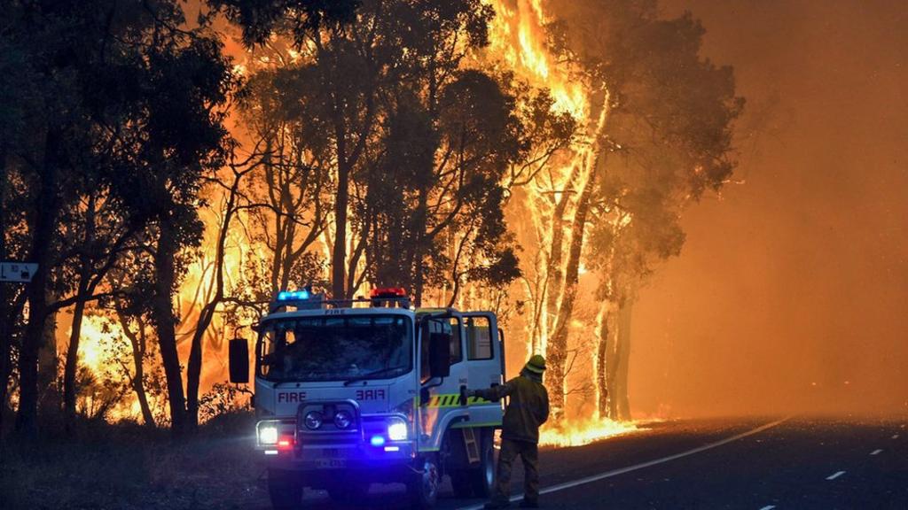 Firefighters battling a fire at Waroona in Western Australia