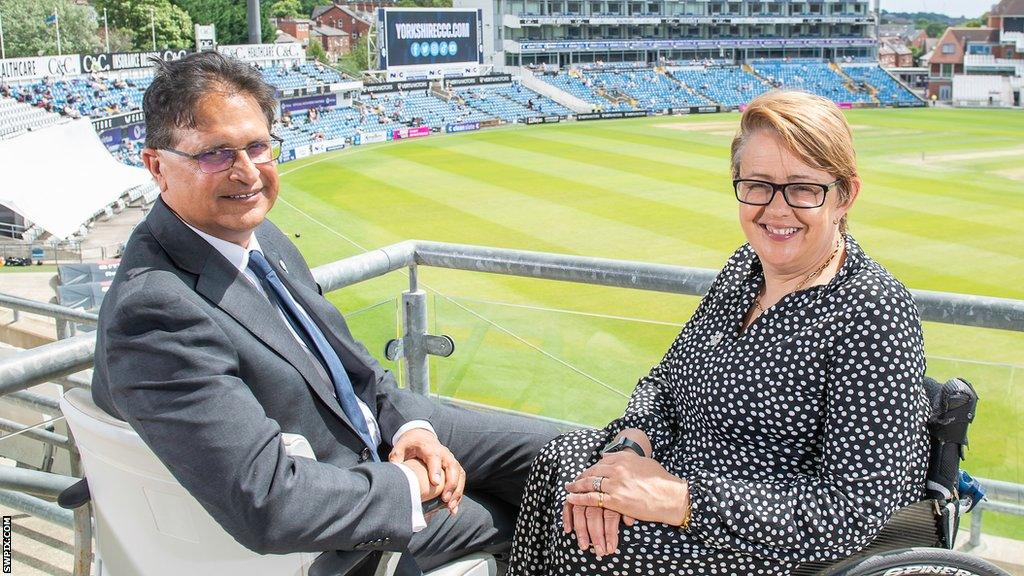 Harry Chathli and Tanni Grey-Thompson at Headingley