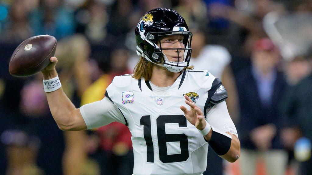 Trevor Lawrence playing for the Jacksonville Jaguars against the New Orleans Saints